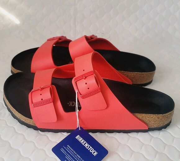 NWT Birkenstock Arizona Split Birko-Flor  Black Poppy Red Sandals Mens EU44 US11 main image 10